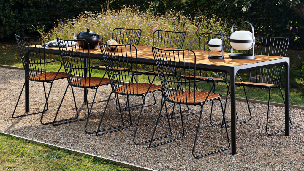 HOUE Outdoor Danish Four Dining Table with Paon Dining Chairs