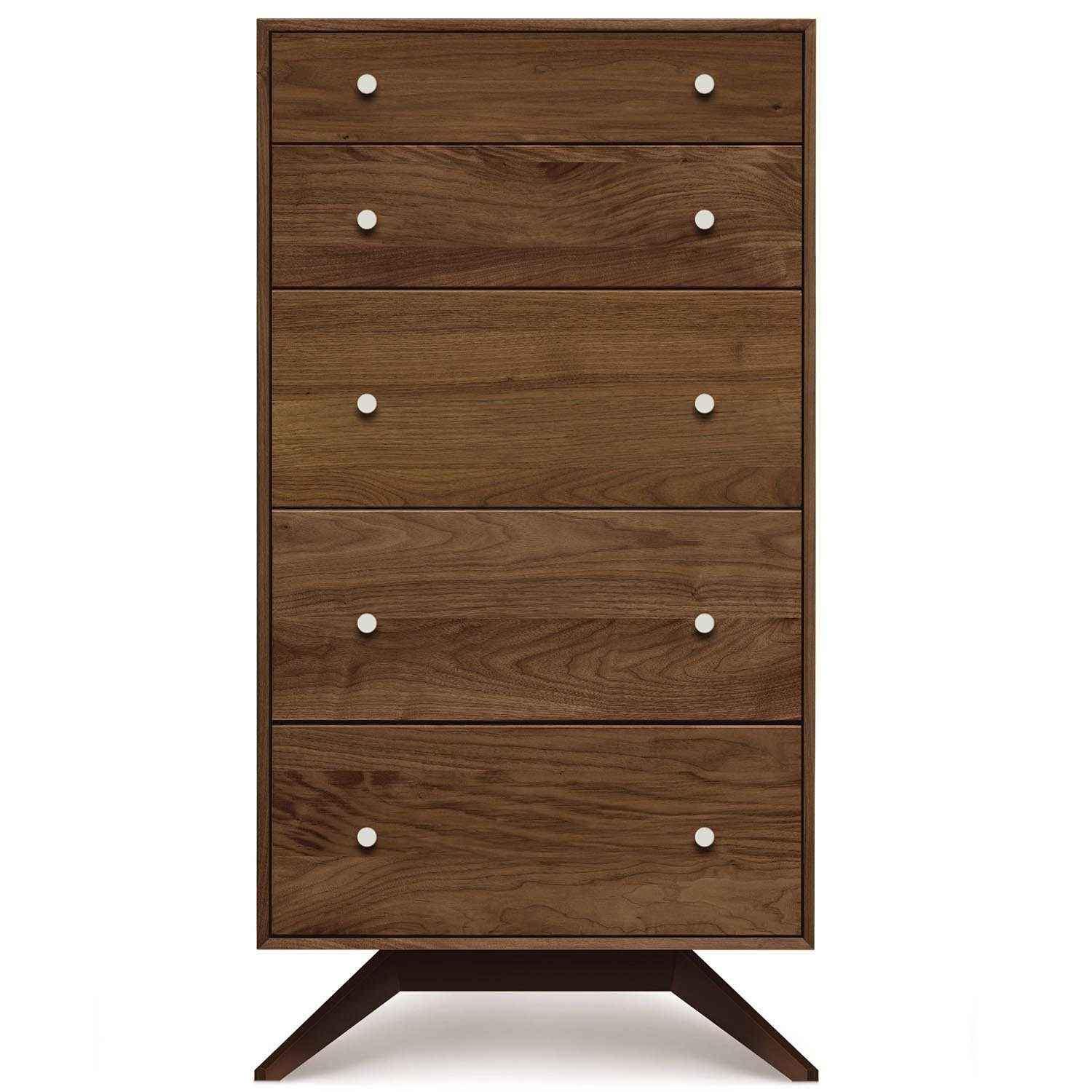Astrid Five-Drawer Dresser in Walnut with Dark Chocolate Legs - Urban Natural Home Furnishings. Dressers & Armoires, Copeland