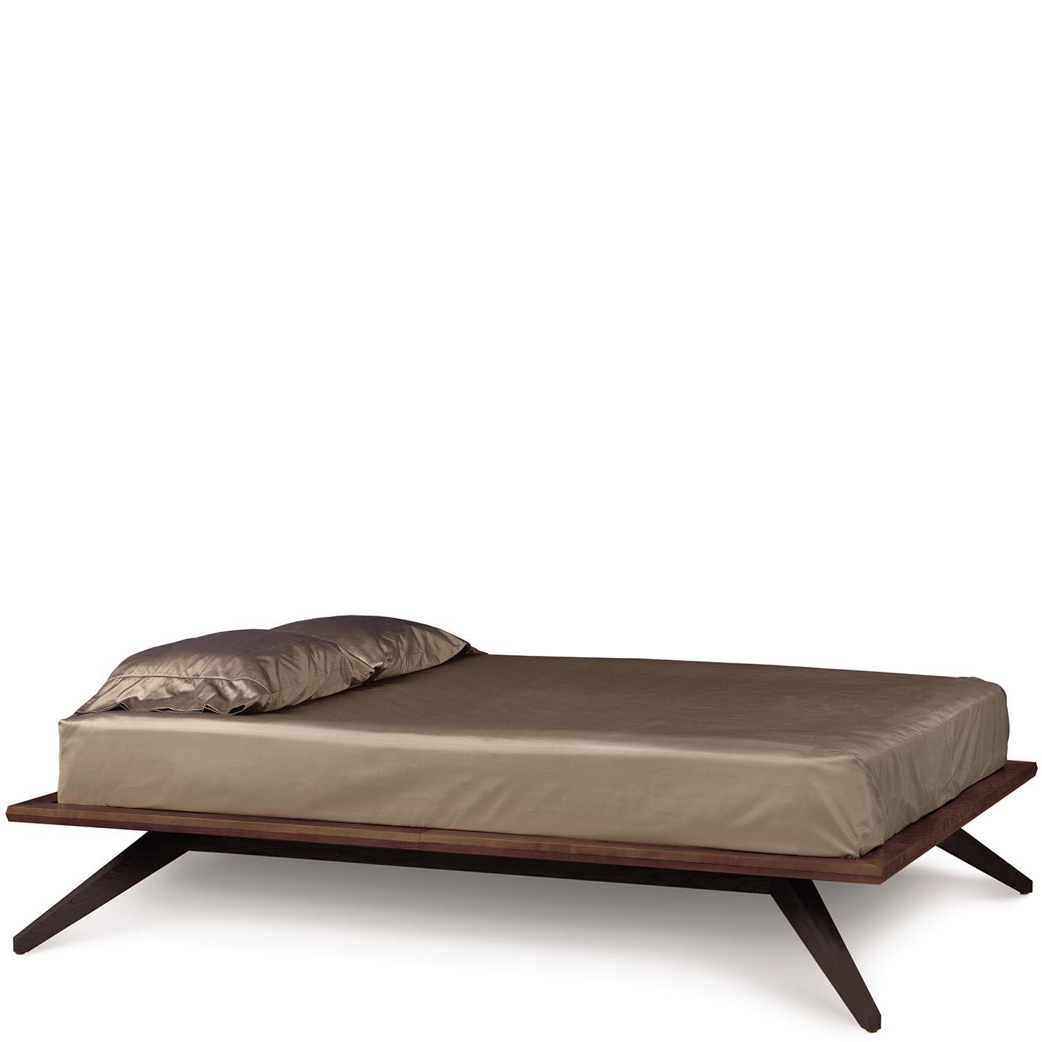 Astrid Bed without Headboard Panel in Walnut/Dark Chocolate Legs - Urban Natural Home Furnishings. Solid Wood Bed, Copeland
