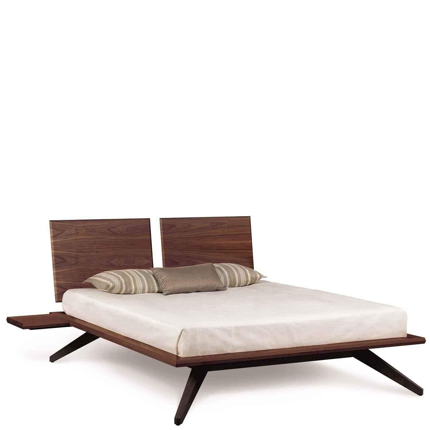 Astrid Bed with 2 Adjustable Headboard Panels in Walnut/Dark Chocolate Legs - Urban Natural Home Furnishings. Solid Wood Bed, Copeland
