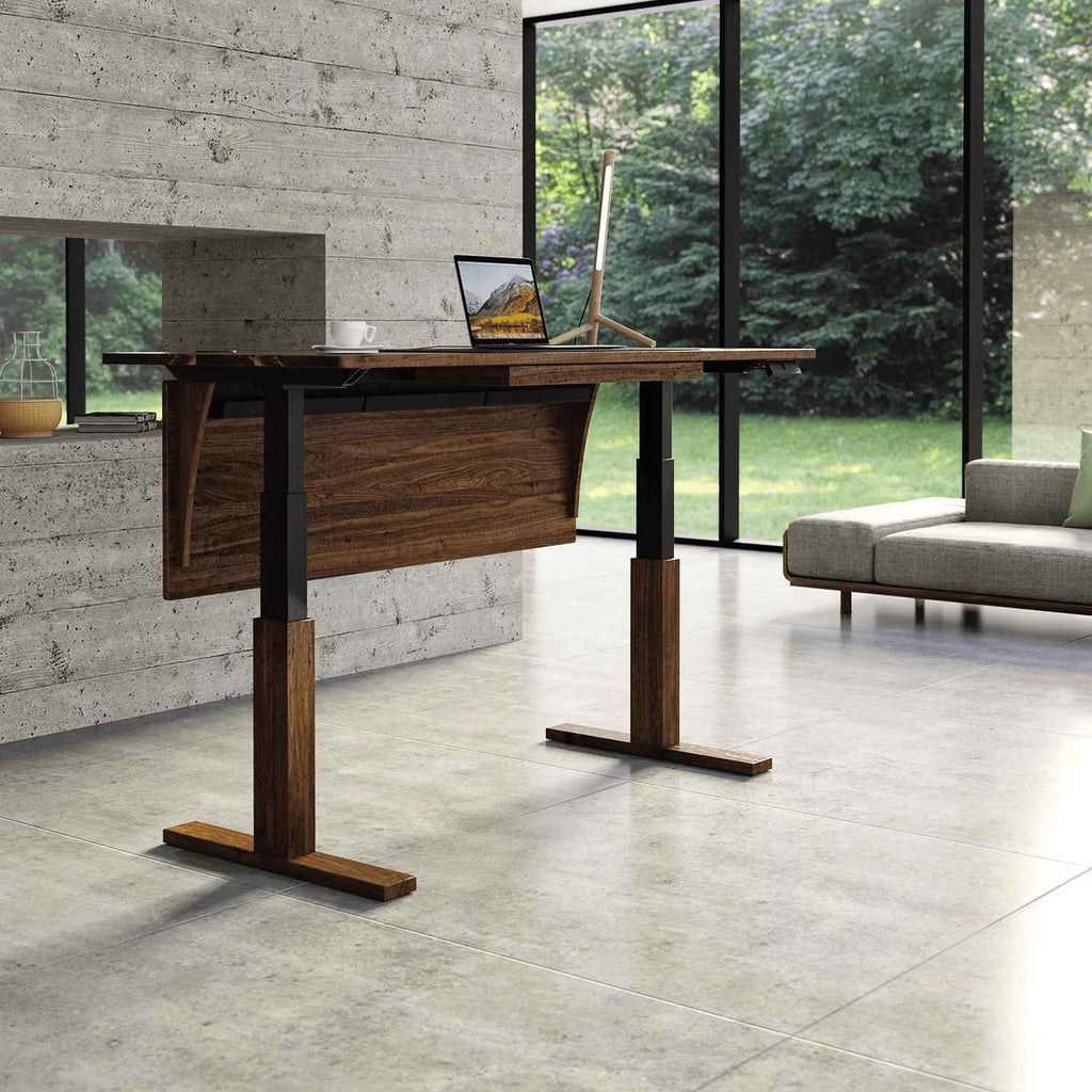 Invigo Sit-Stand Desk In Walnut - Urban Natural Home Furnishings