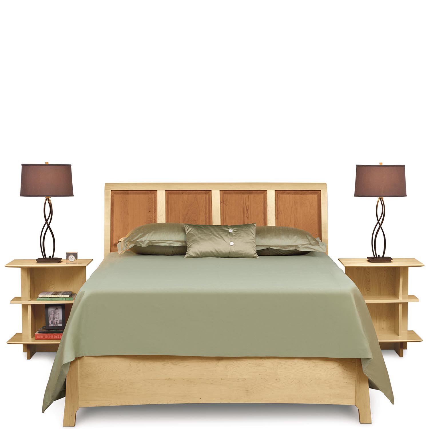 Sarah Sleigh 48" Bed With Storage in Cherry/Maple - Urban Natural Home Furnishings. Bedframes, Copeland