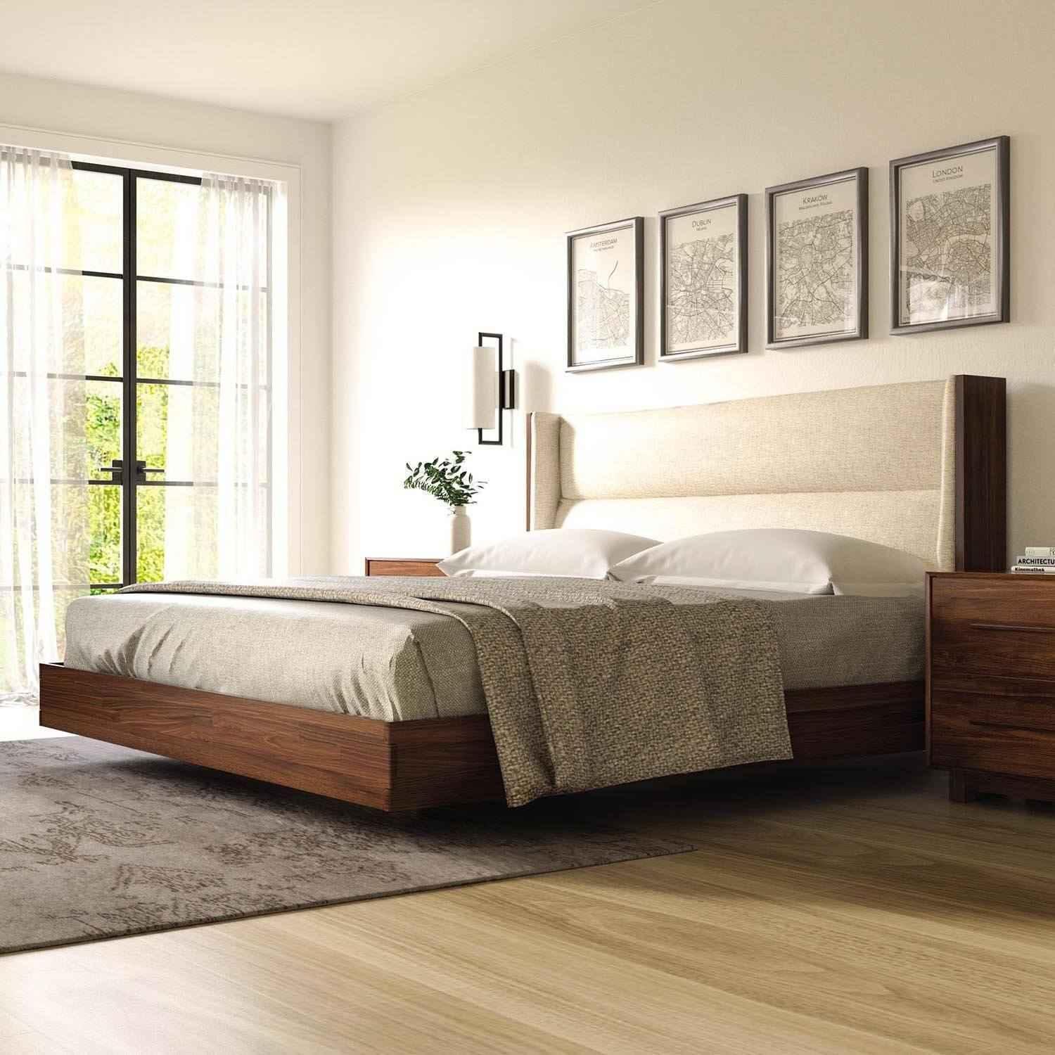 Sloane Floating Bed in Natural Walnut - Urban Natural Home Furnishings. Solid Wood Bed, Copeland