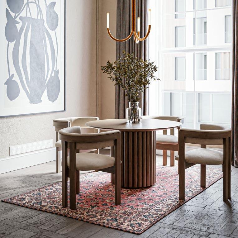 Elenor Pedestal Table designed by Kathleen Anderson for Canal Dover