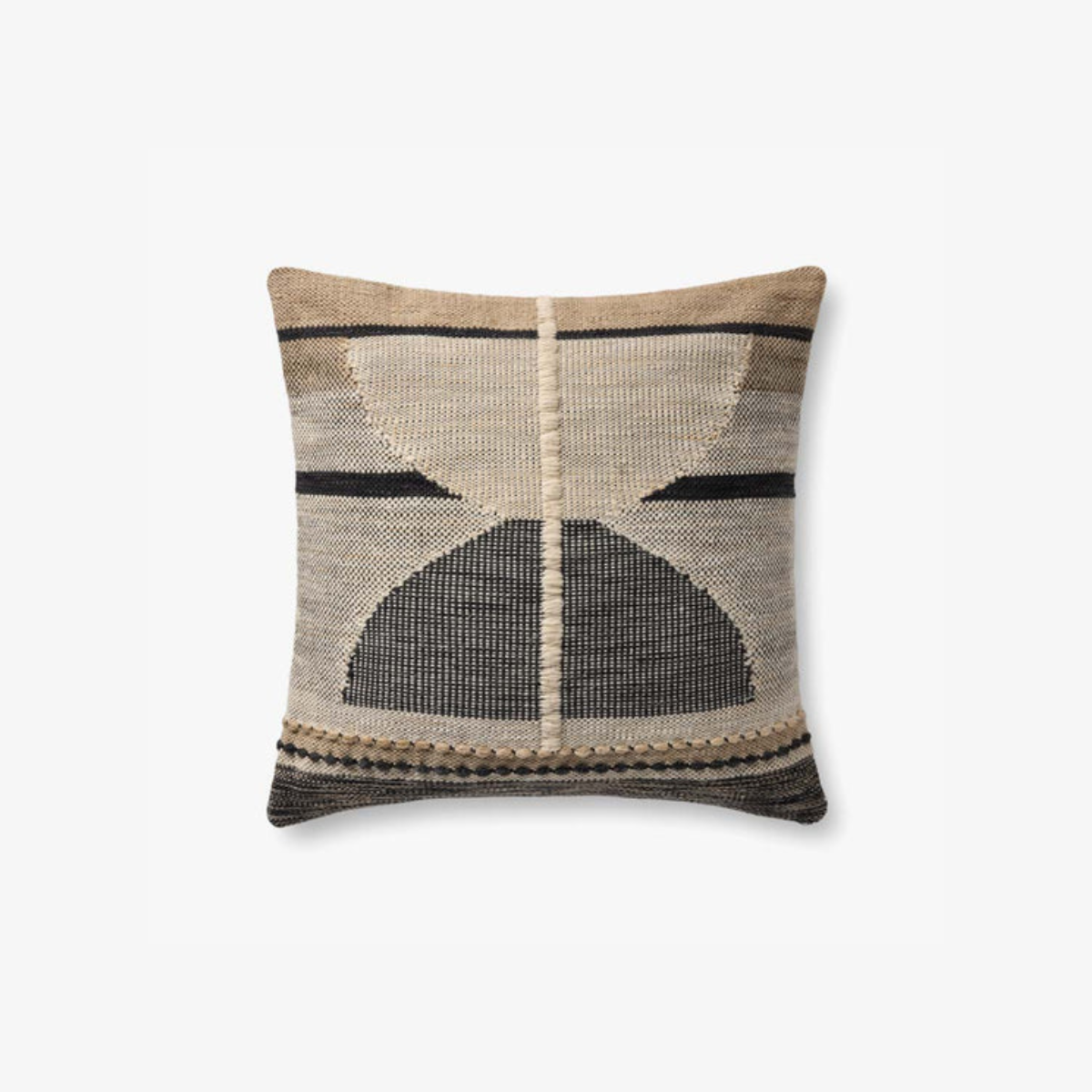 Woven Pillow with Black/Ivory Accents