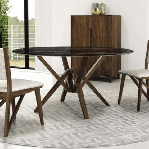 Exeter Round Stone Top Dining Table – Urban Natural Home