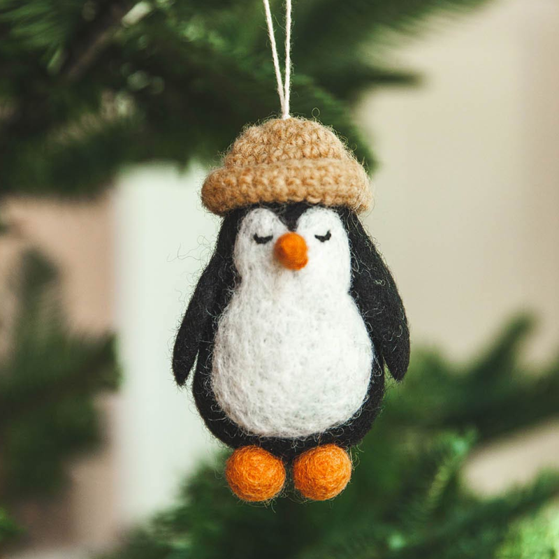 Felted Festive Penguin Ornaments