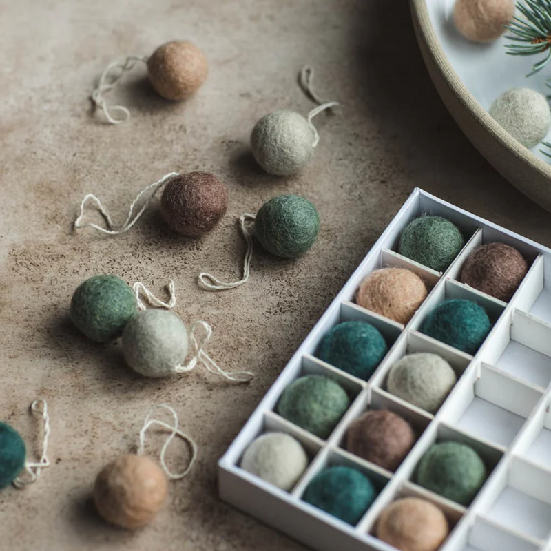 Felted Mini Baubles - Set of 25