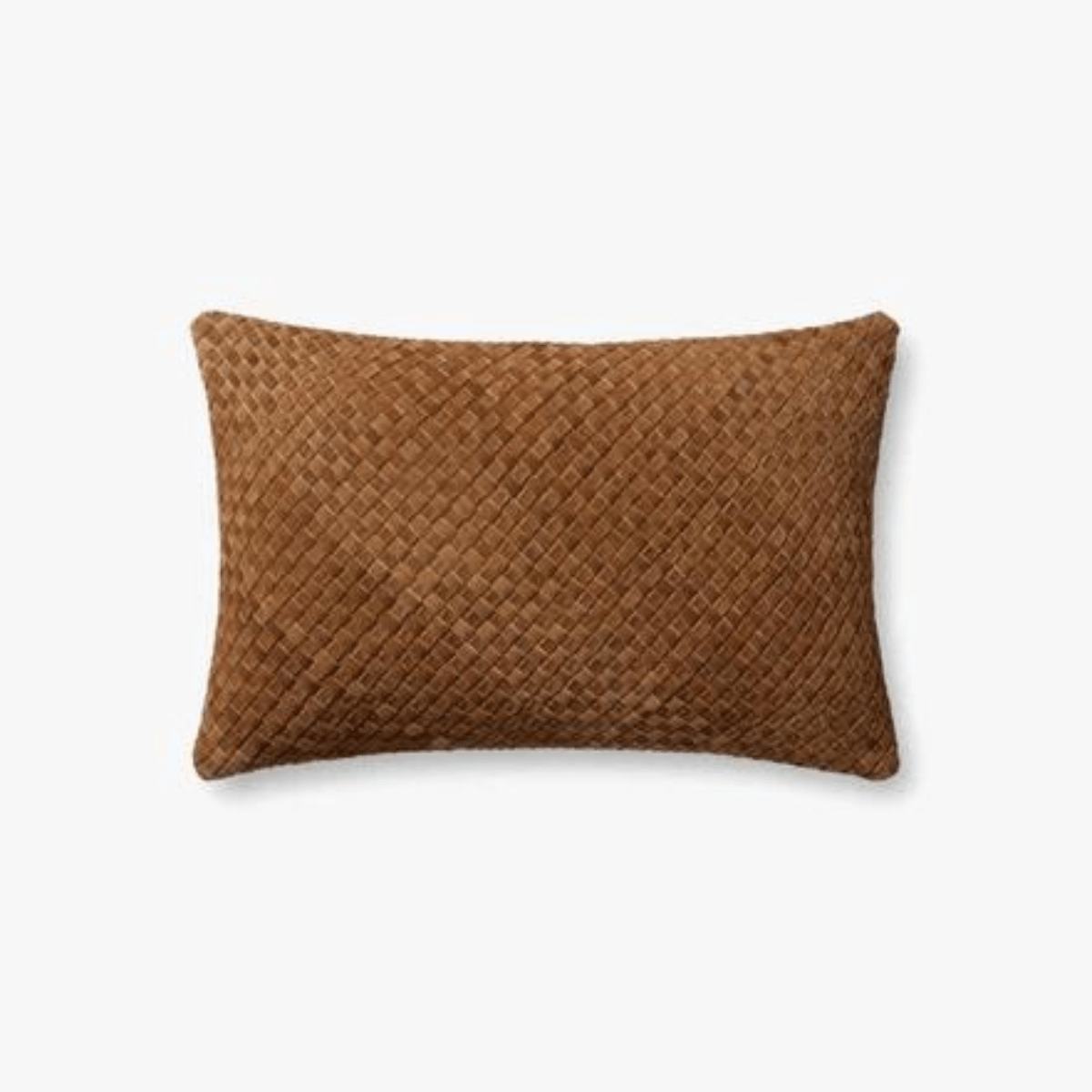 Woven Leather Pillow in Saddle Loloi – Urban Natural Home