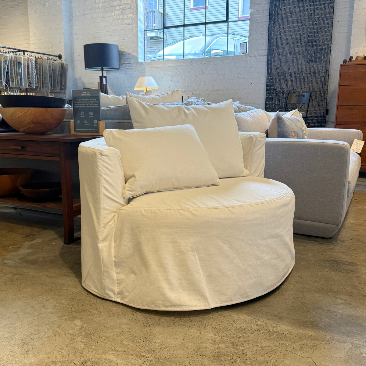Leander Slipcover Oversized Swivel Chair by Rowe – Urban Natural Home