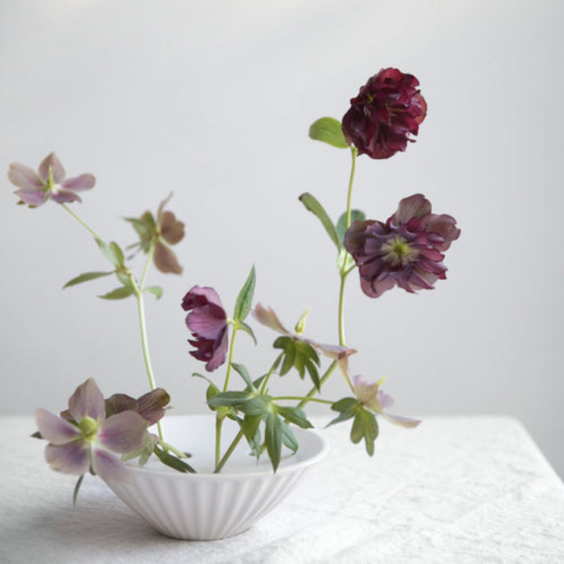Ceramic Pleated Flower Frog Vase
