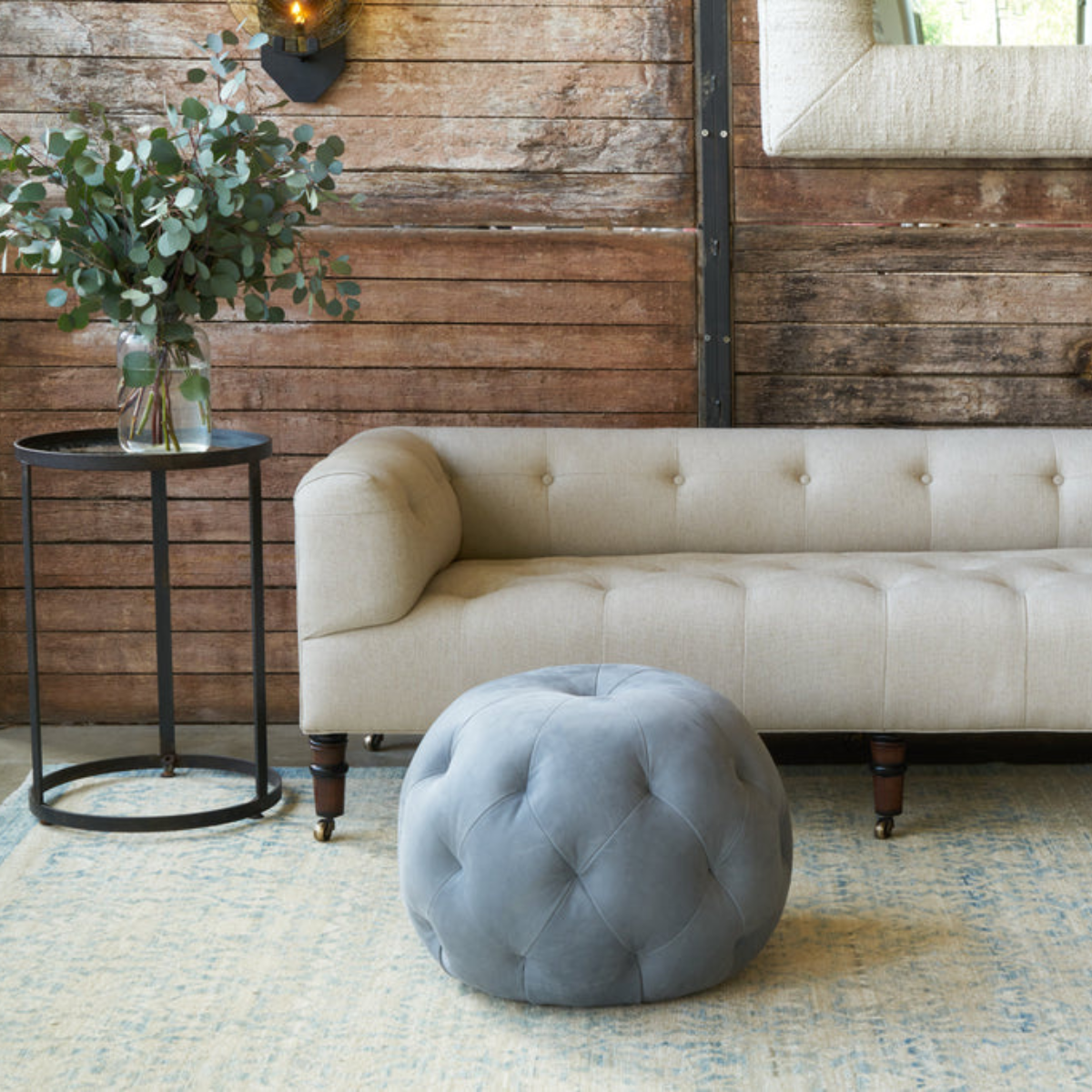 Round Classic Sofa Pouf Stuffing Corner Economic Minimalist Modern