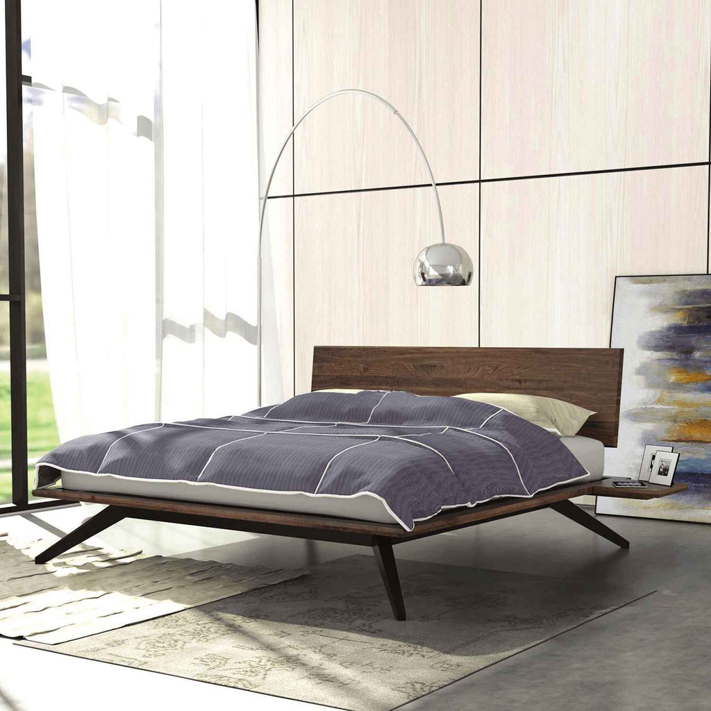 Astrid Bed with Single Panel Headboard in Walnut/Dark Chocolate Maple Base - Urban Natural Home Furnishings