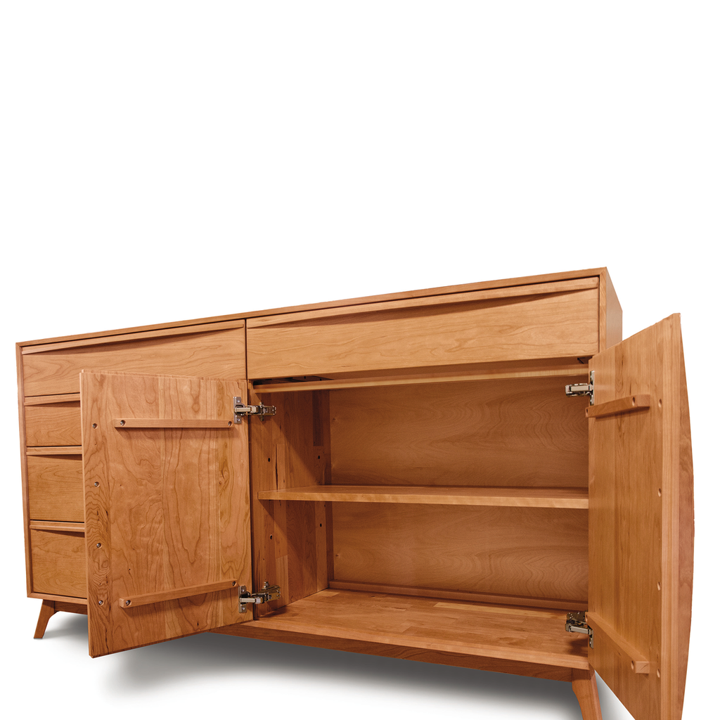 Catalina Buffet (4 Drawers on left, 1 Drawer over two doors on right) in Cherry - Urban Natural Home Furnishings