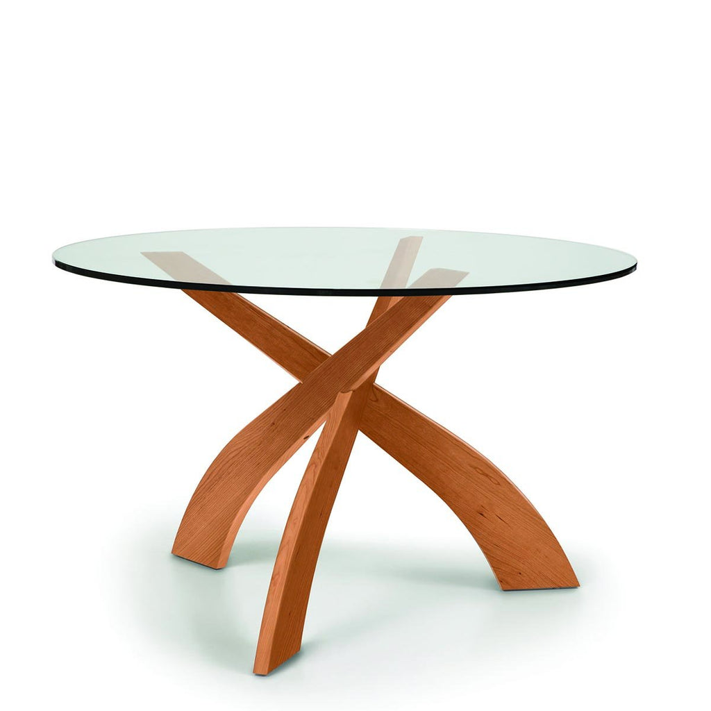Entwine 48" Round Glass Top Table in Cherry - Urban Natural Home Furnishings