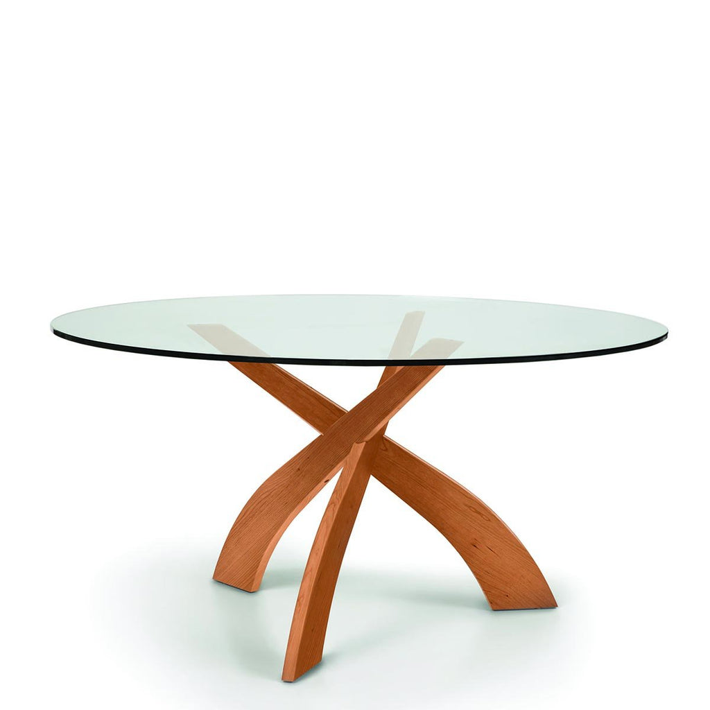 Entwine 60" Round Glass Top Table in Cherry - Urban Natural Home Furnishings