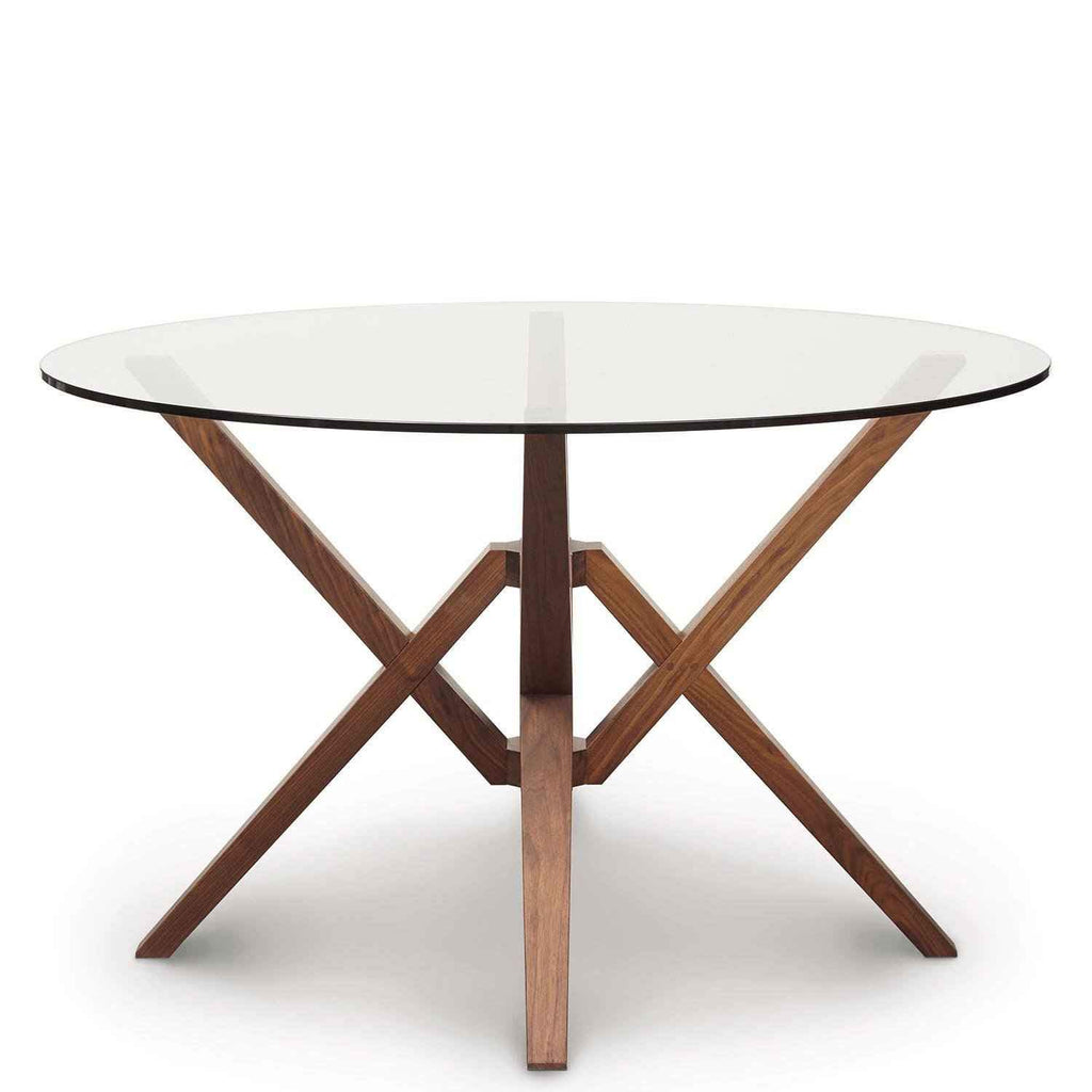 Exeter Round Glass Top Tables in Walnut - Urban Natural Home Furnishings.  Dining Table, Copeland