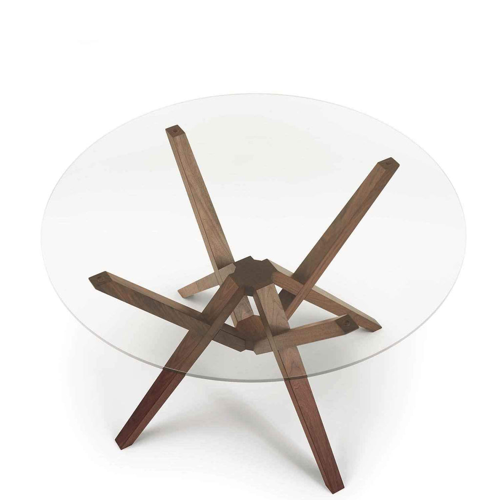 Exeter Round Glass Top Tables in Walnut - Urban Natural Home Furnishings.  Dining Table, Copeland