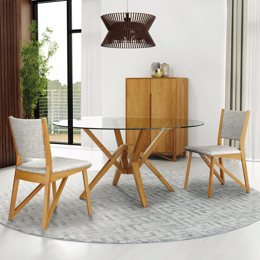 Exeter Round Glass Top Tables in Cherry - Urban Natural Home Furnishings