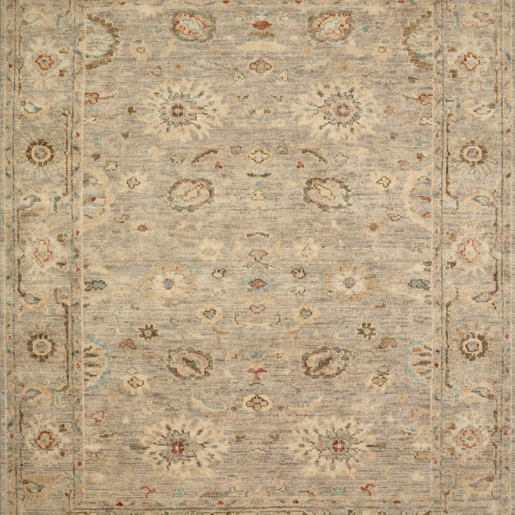 Helena Hand Knotted Rug in Light Grey/Multi - Urban Natural Home Furnishings