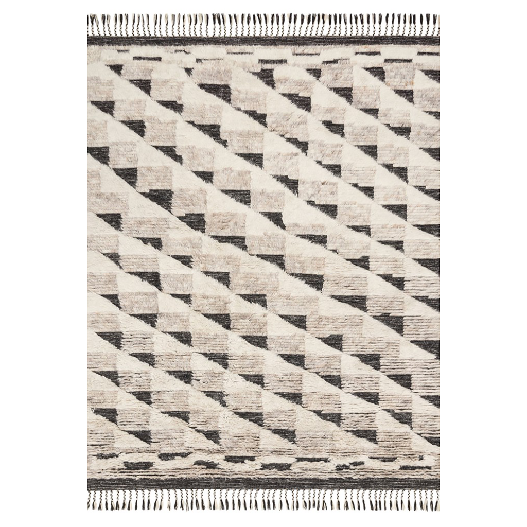Khalid Hand Knotted Area Rug in Natural / Black - Urban Natural Home Furnishings
