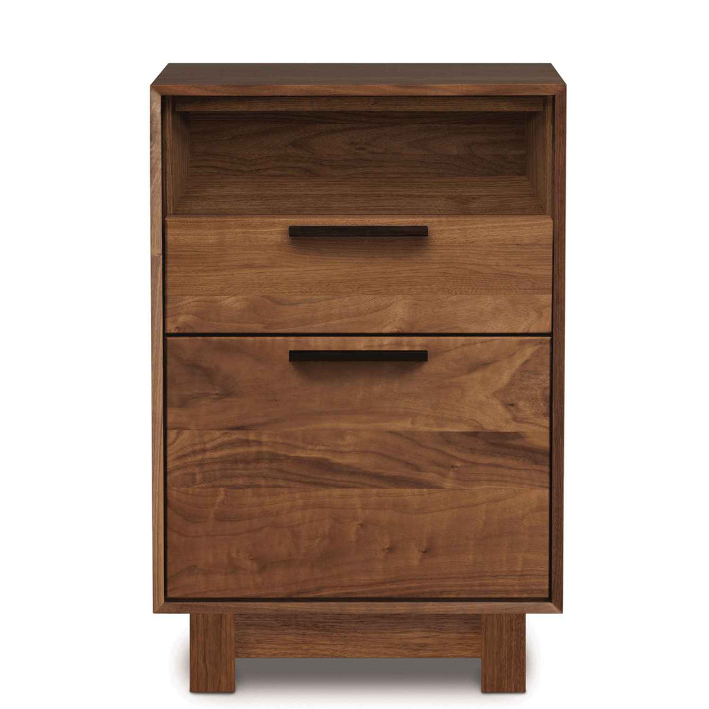 Linear Narrow File Cabinet with Cubby in Walnut - Urban Natural Home Furnishings