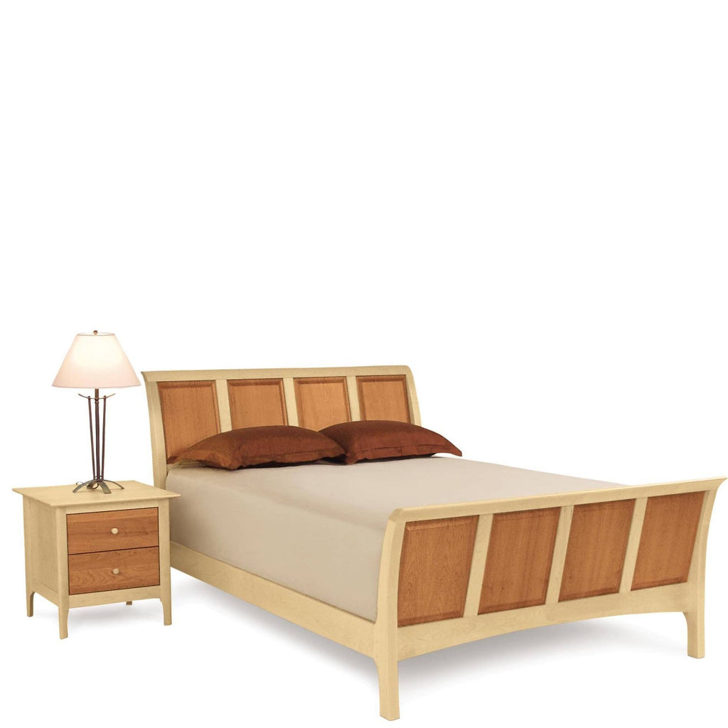 Sarah Sleigh 51" Bed With High Footboard in Cherry/Maple (For Mattress & Box Spring) - Urban Natural Home Furnishings.  Bedframes, Copeland