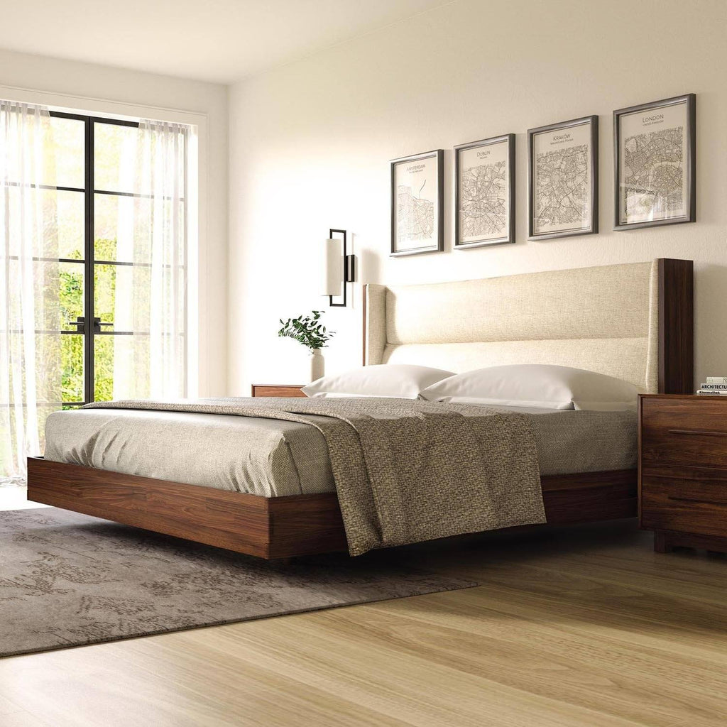 Sloane Floating Bed in Natural Walnut - Urban Natural Home Furnishings.  Solid Wood Bed, Copeland