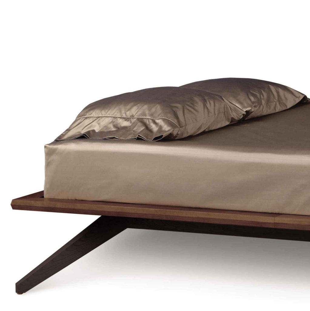 Astrid Bed without Headboard Panel in Walnut/Dark Chocolate Maple Base by Copeland