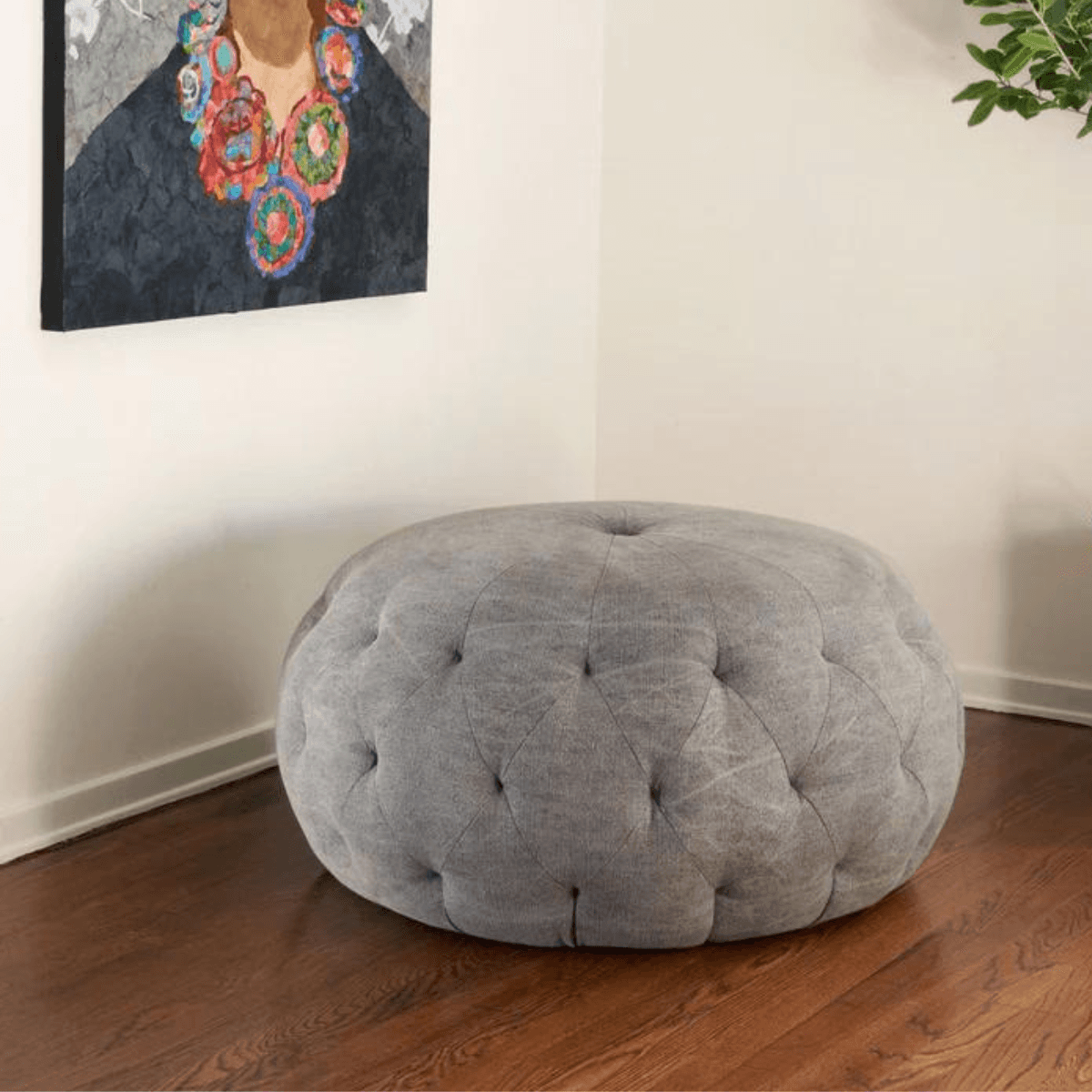 Large Pouf Round Ottoman