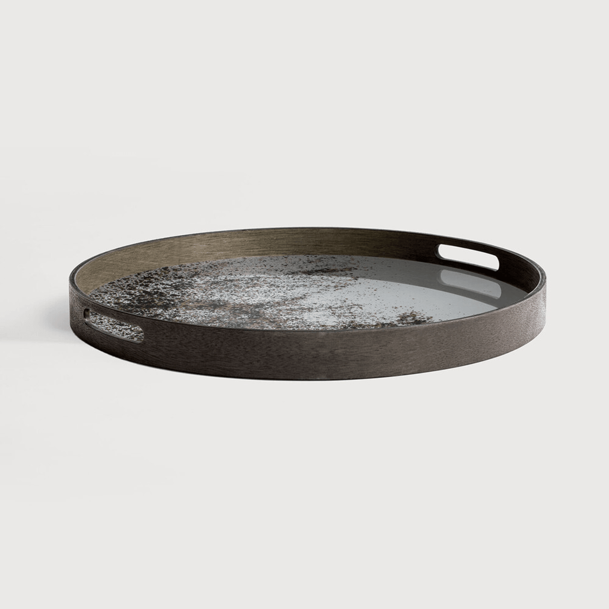 Large Round Aged Clear Mirror Tray - Thumbnail 2