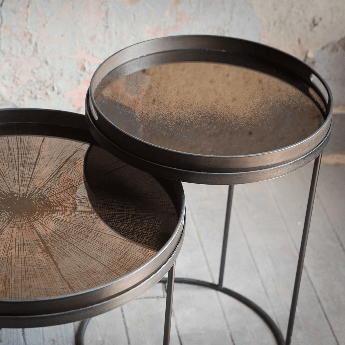 Small Round Bronze Mirror Tray - Thumbnail 4