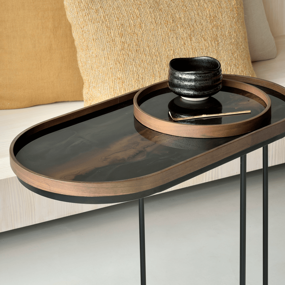 Oblong Bronze Organic Glass Tray - Thumbnail 4