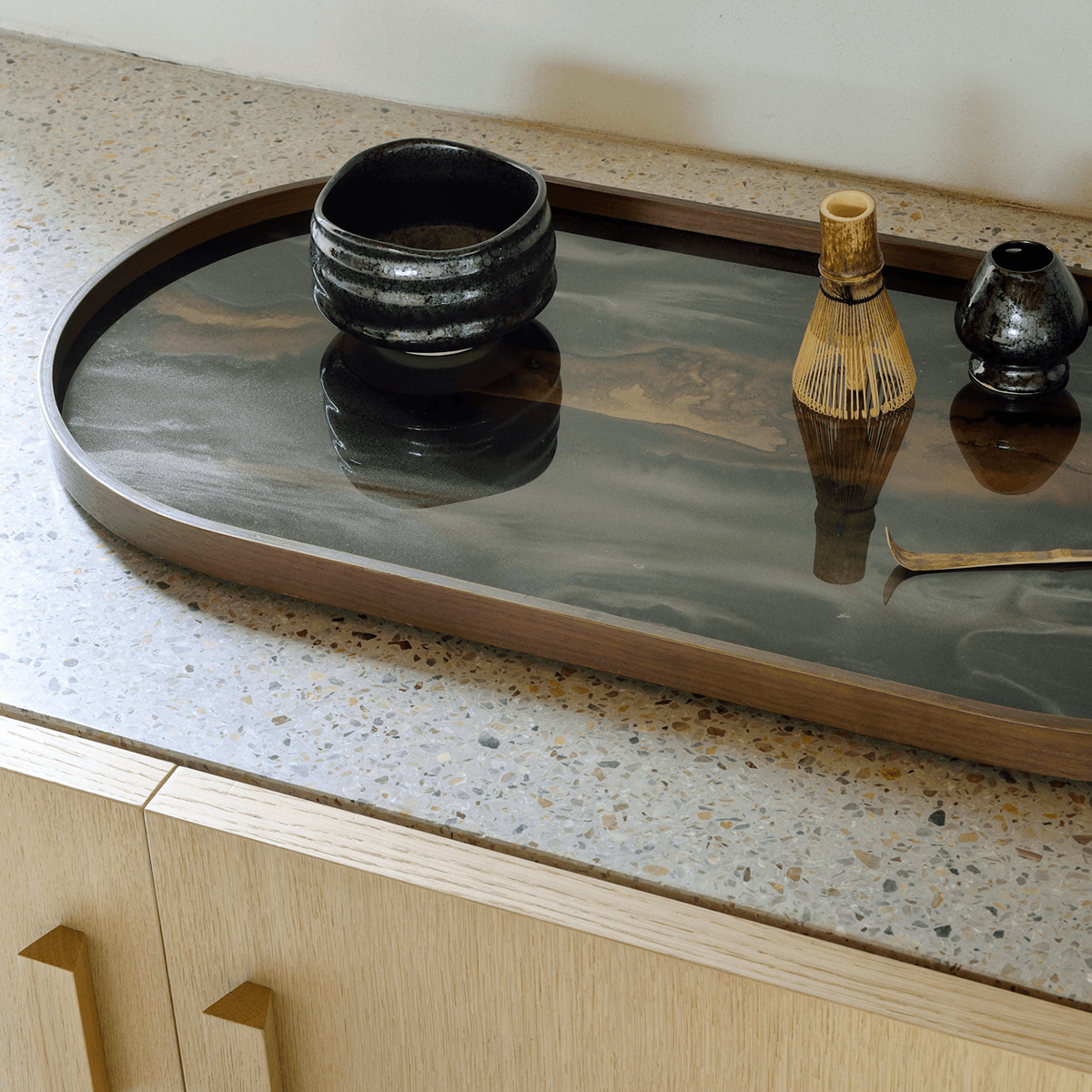 Oblong Bronze Organic Glass Tray - Thumbnail 5