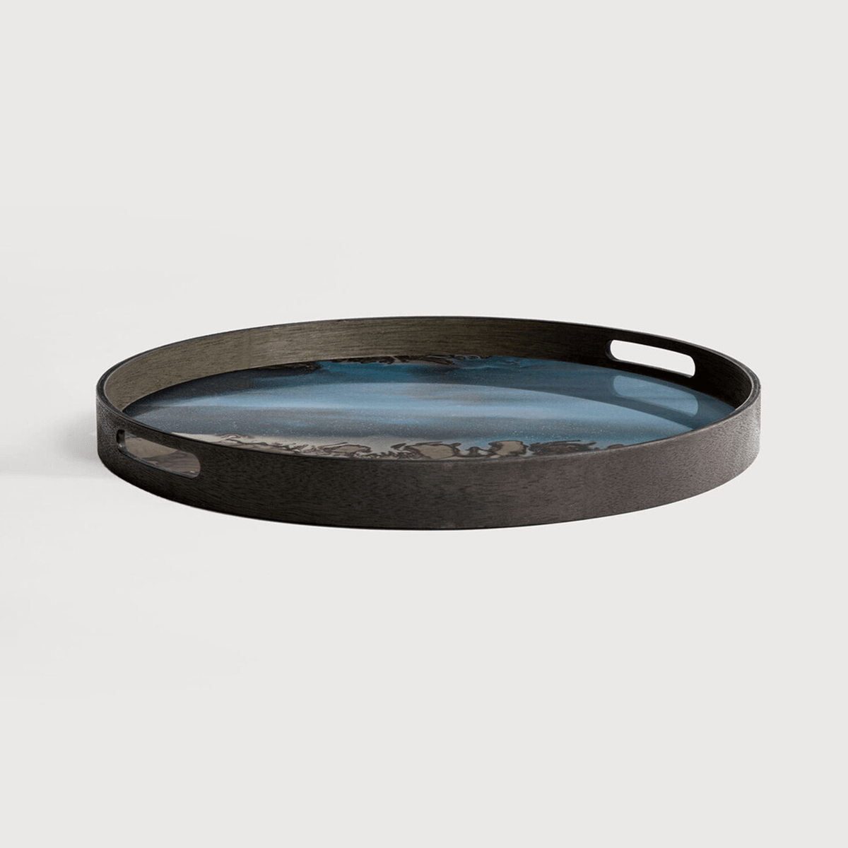 Small Round Slate Organic Glass Tray - Thumbnail 2