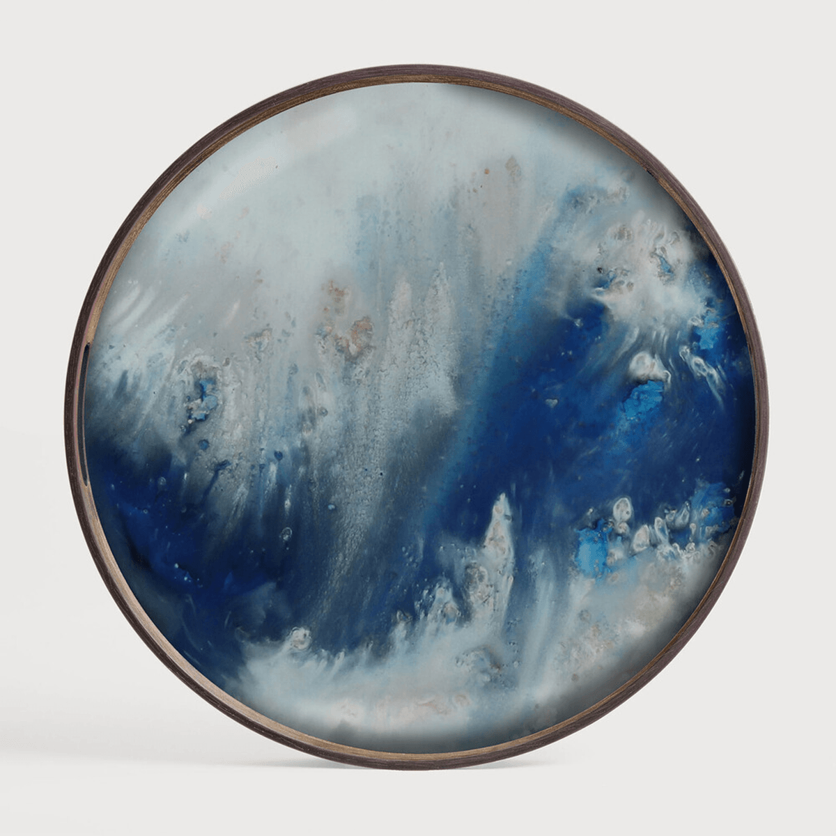 Small Round Blue Mist Organic Glass Tray