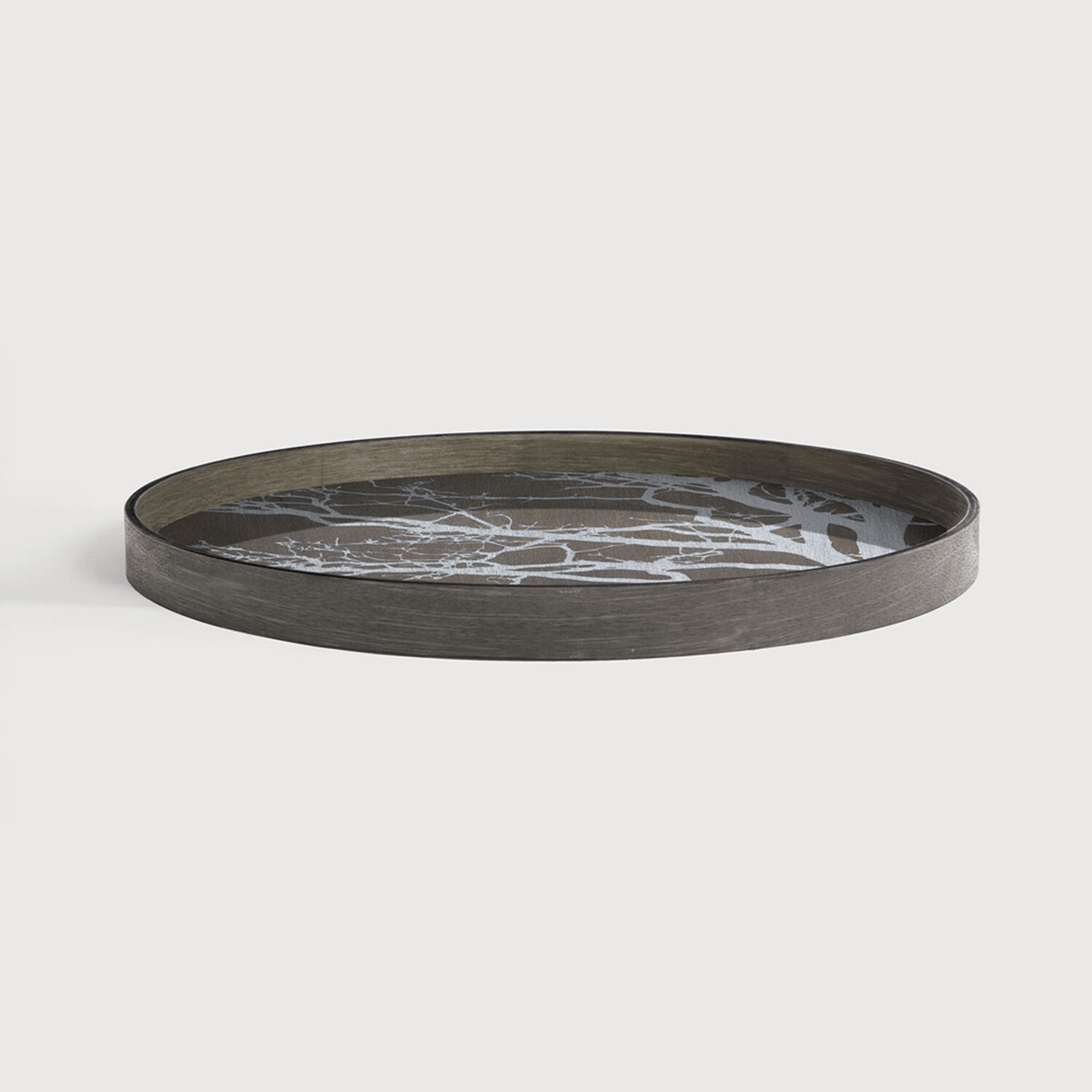 Large Round White Tree Wooden Tray - Thumbnail 2