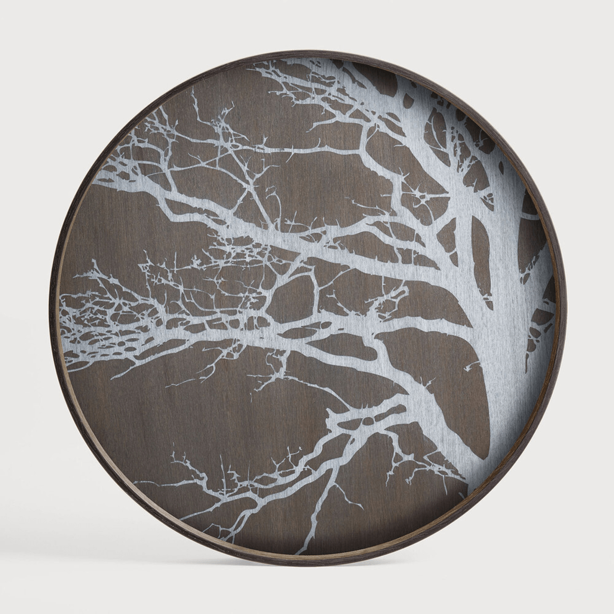 Large Round White Tree Wooden Tray