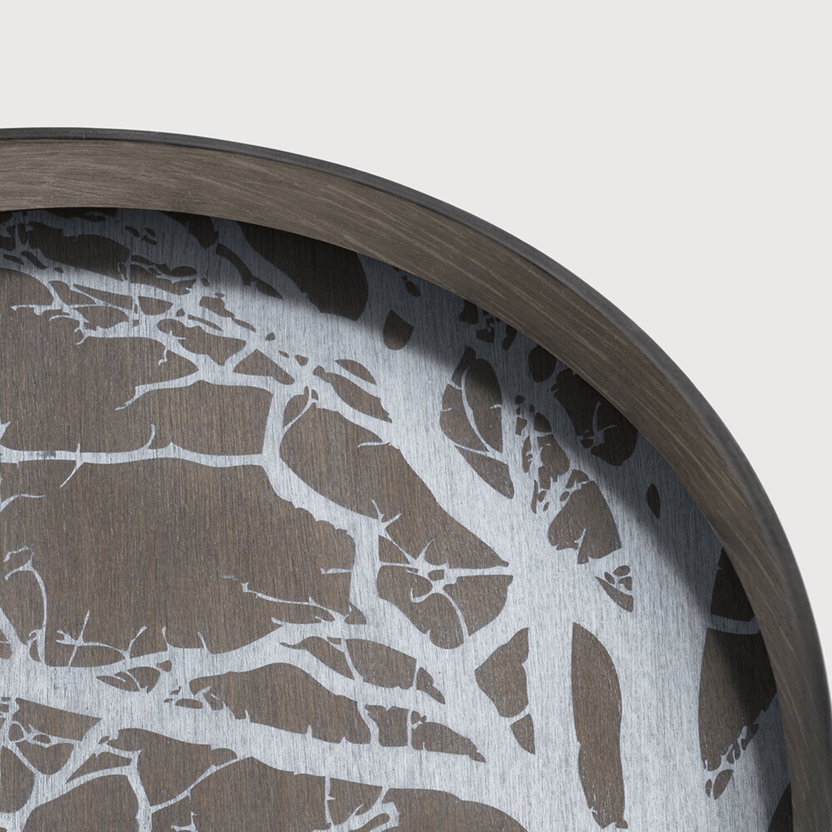 Large Round White Tree Wooden Tray - Thumbnail 4